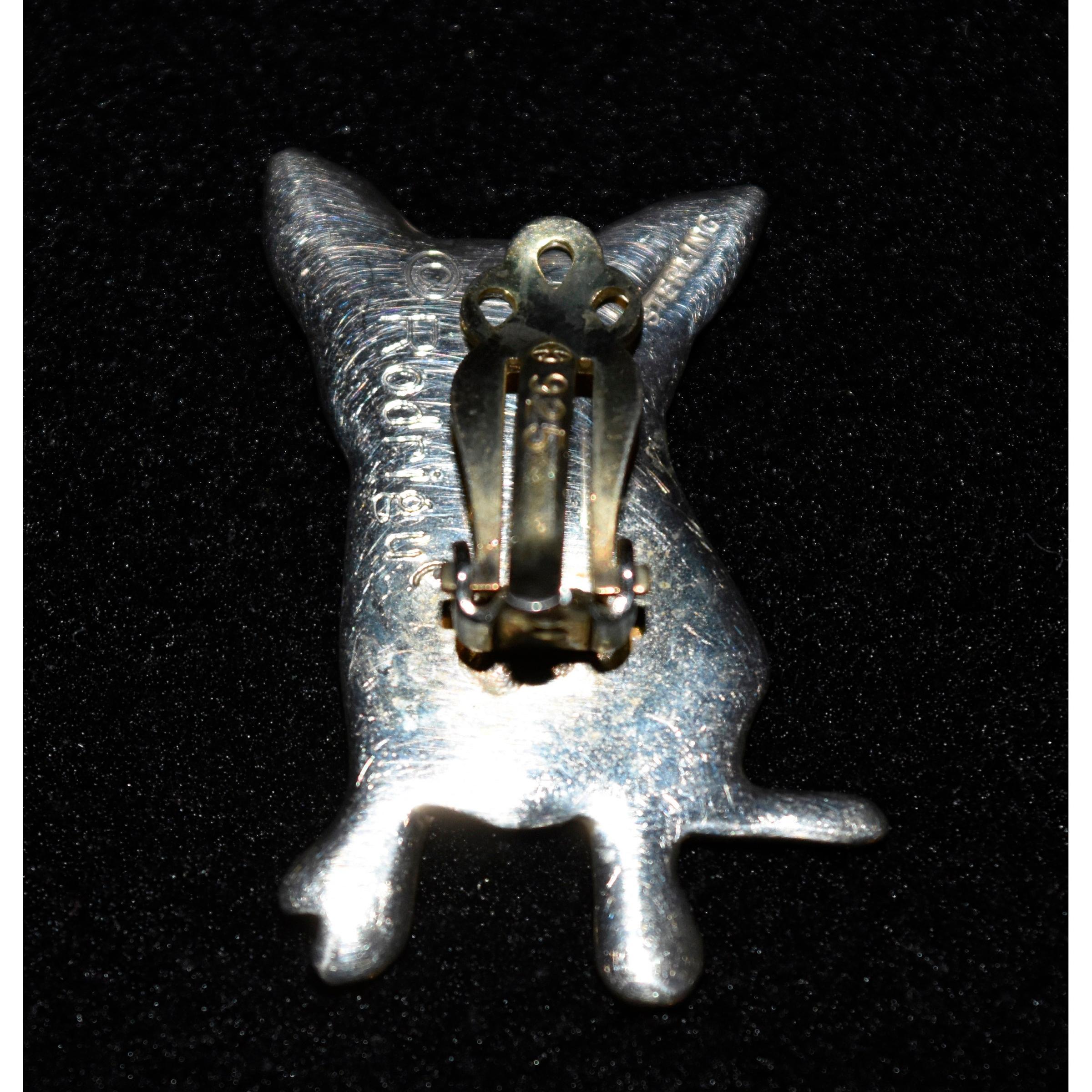 Boucles d'oreilles à clip en argent sterling avec @Rodrigue et « Sterling » au dos - Pop Art Art par George Rodrigue