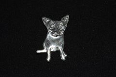 Blue Dog Sterling Silver Single Dog Pin with @Rodrigue & "Sterling" on back