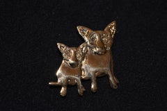 Blue Dog Sterling/Gold Plated Double Dog Pin with @Rodrigue & "Sterling" on back
