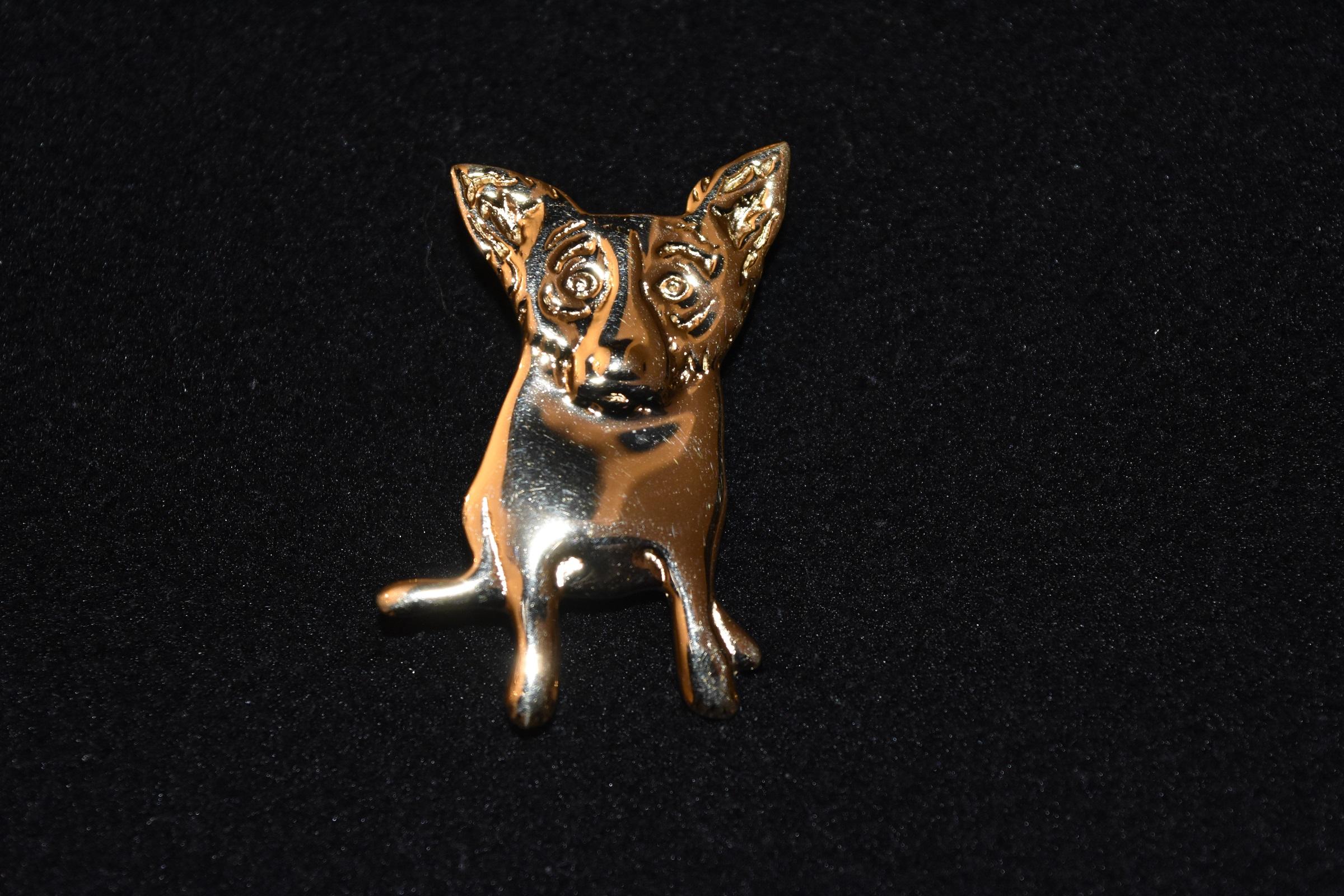 Blue Dog Sterling/Gold Plated Single Dog Pin with @Rodrigue & "Sterling" on back