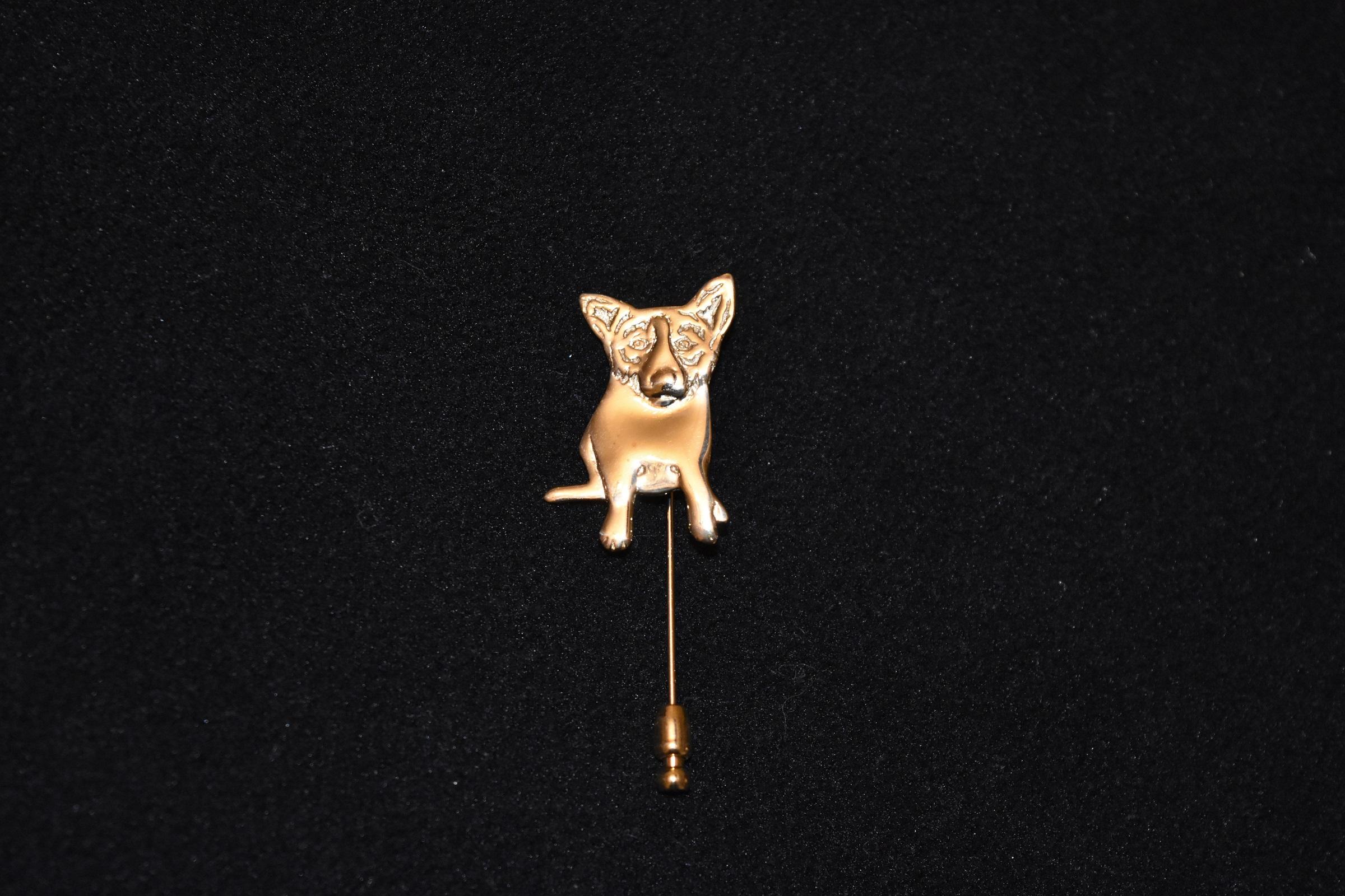 Blue Dog Sterling/Gold Plated Dog Stick Pin with @Rodrigue & "Sterling" on back - Art by George Rodrigue