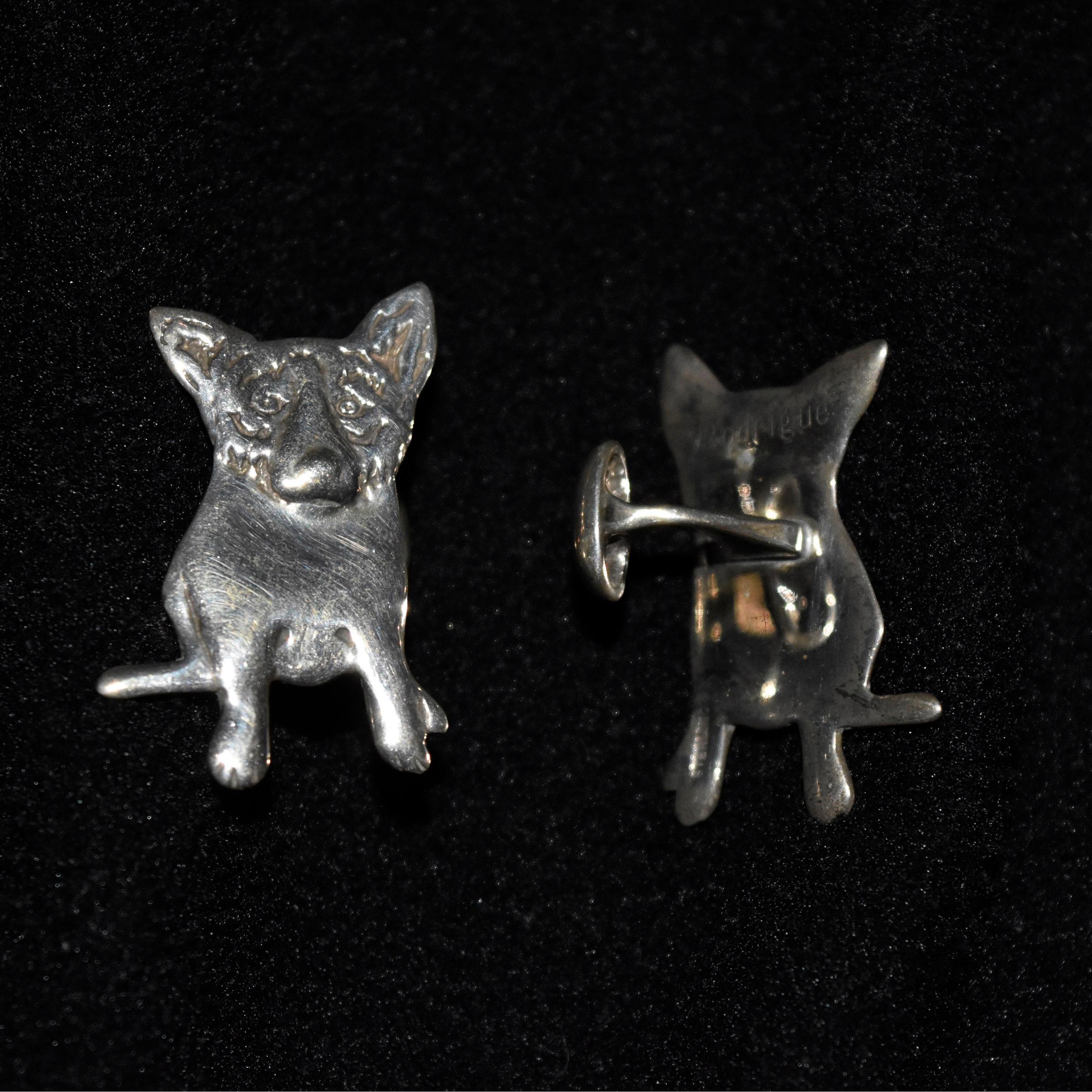 Blue Dog Sterling Silver Cufflinks with @Rodrigue & 