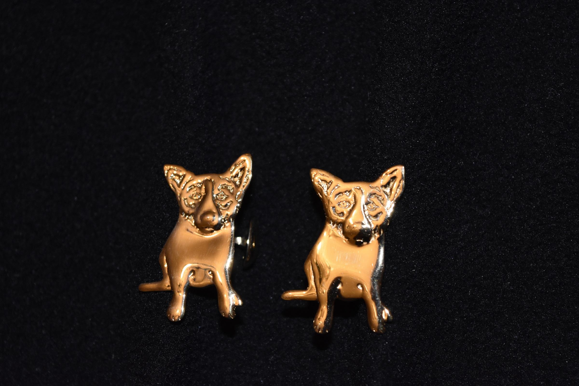 Blue Dog Sterling/Gold Plated Cufflinks with @Rodrigue & "Sterling" on back - Art by George Rodrigue