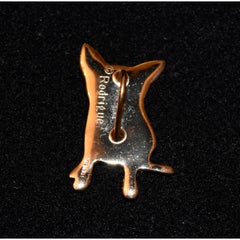 Blue Dog Sterling/Gold Plated Dog Pendant with @Rodrigue & "Sterling" on back