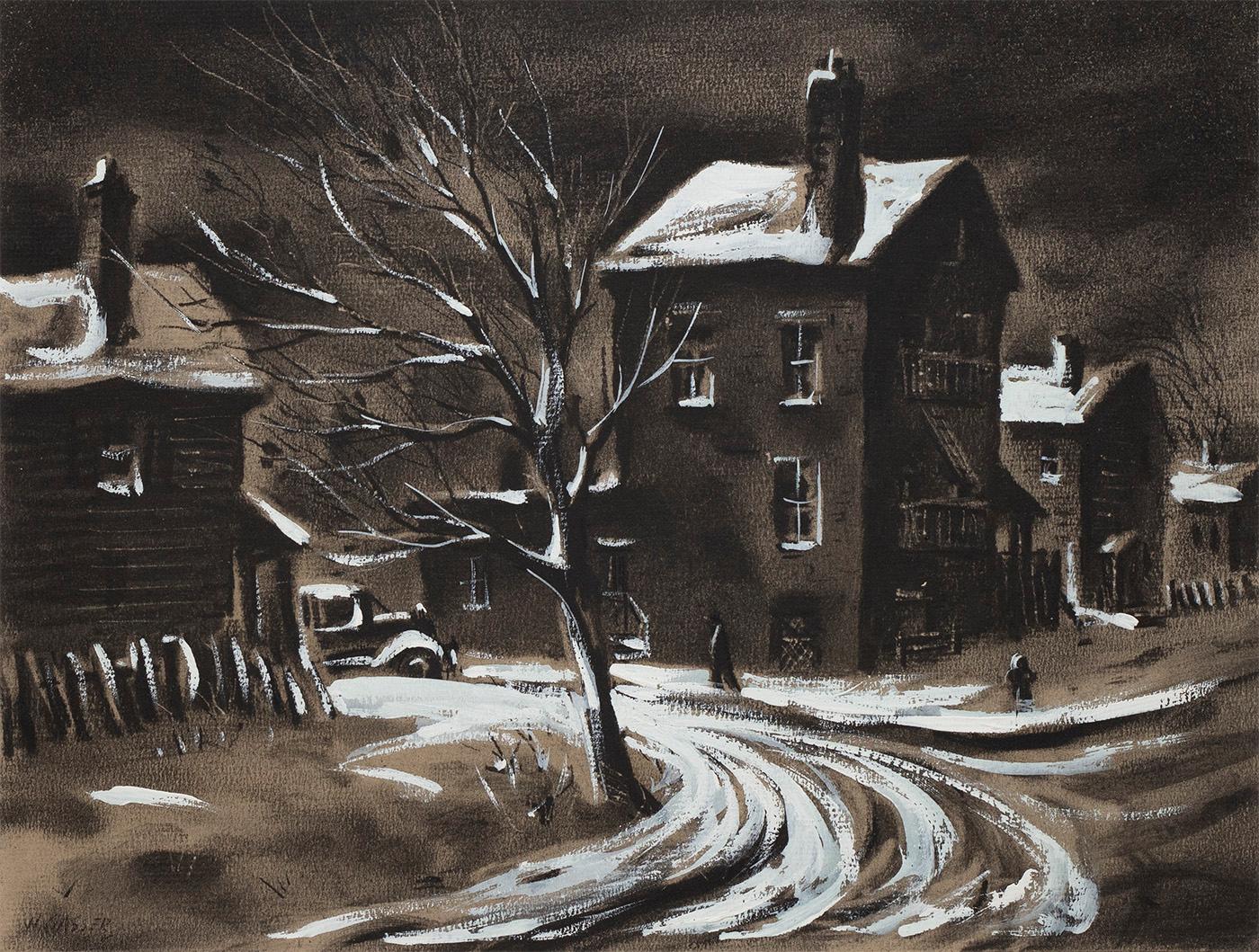 Henry Martin Gasser Landscape Art - Winter Night