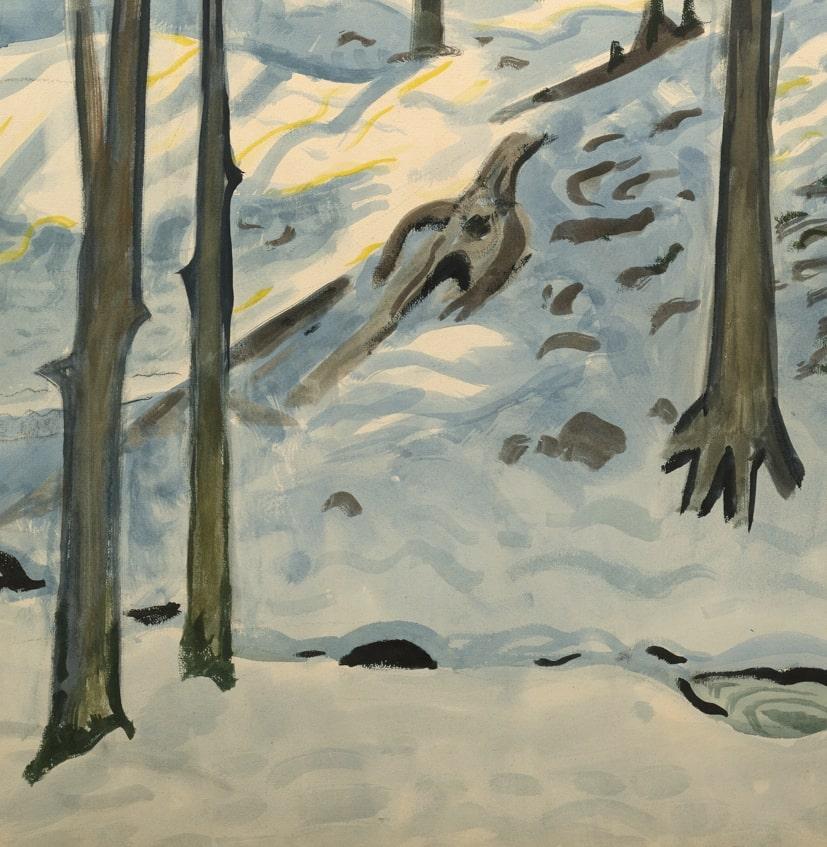 Fires of Spring in Big Woods (Les feux de printemps) - Modernisme américain Art par Charles E. Burchfield