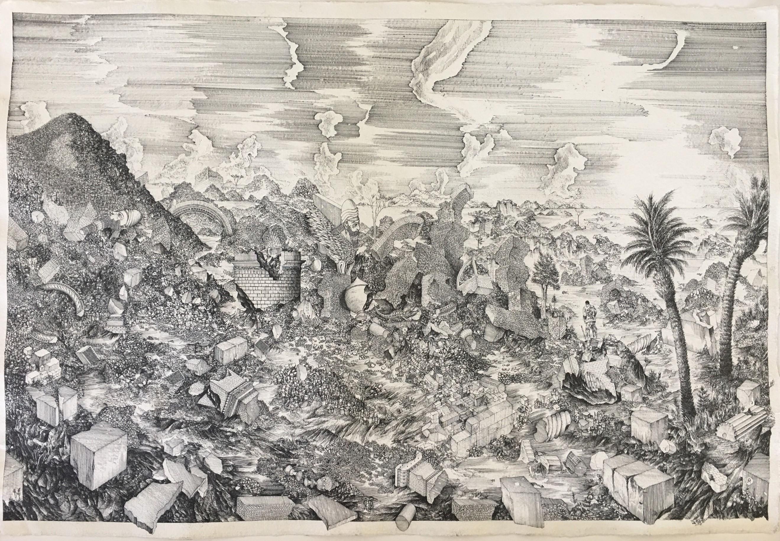 Vision of today
s Nineveh Ruins. Destroyed in October 2016 - Art by Octave Marsal