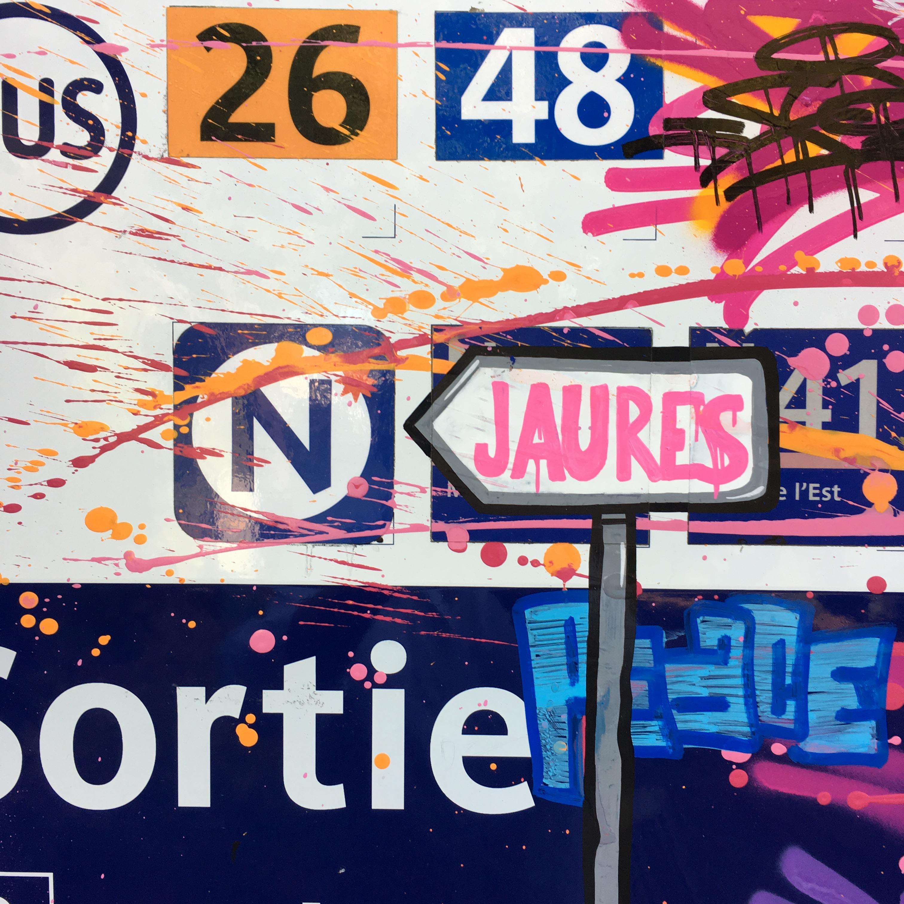 Donald @ Gare des Jaurès - Art urbain Painting par FAT (Dimitri Barilko)