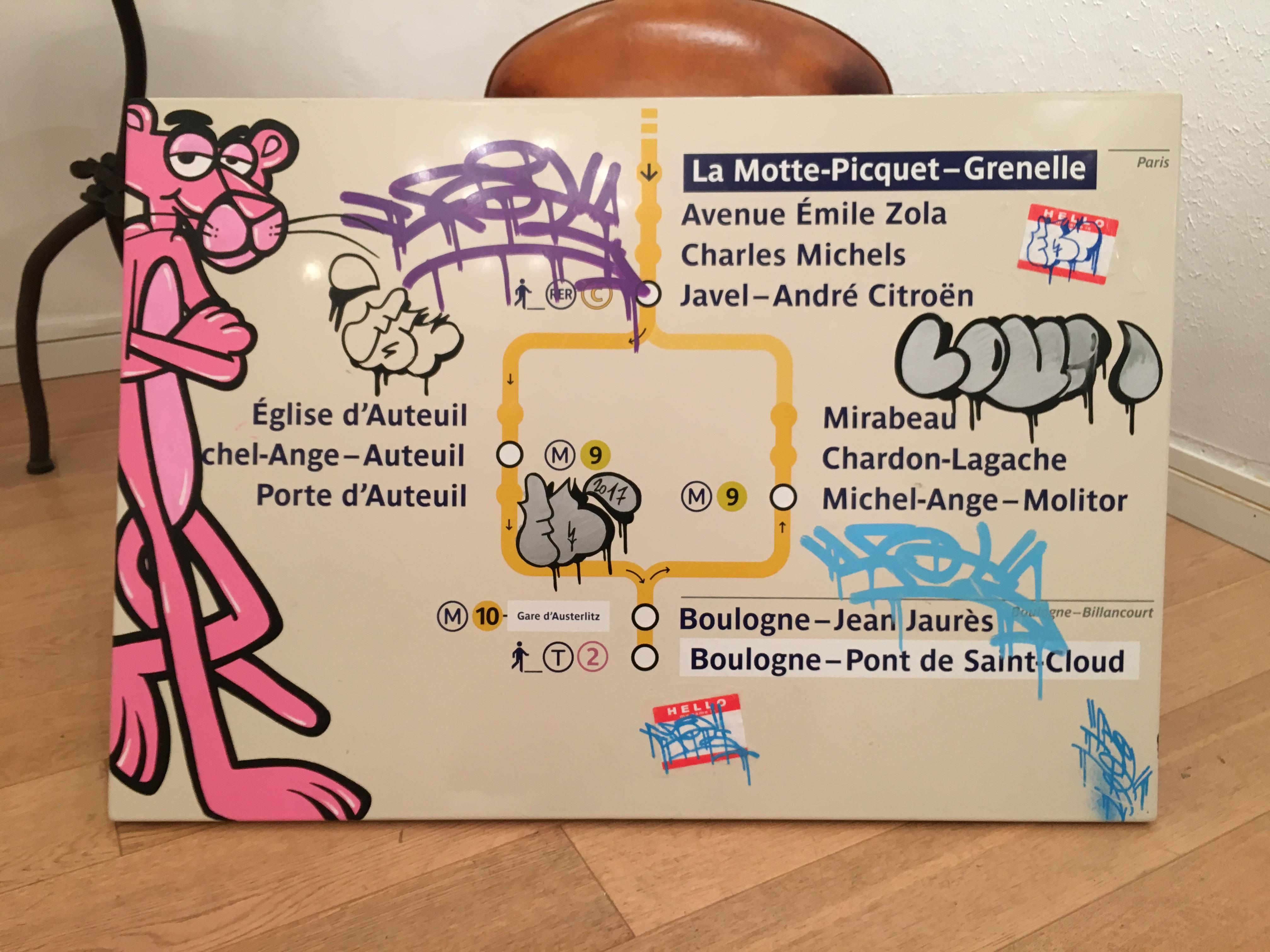 La Panthère Rose ne tourne pas rond (what is wrong with Pink Panther) - Painting by FAT (Dimitri Barilko)