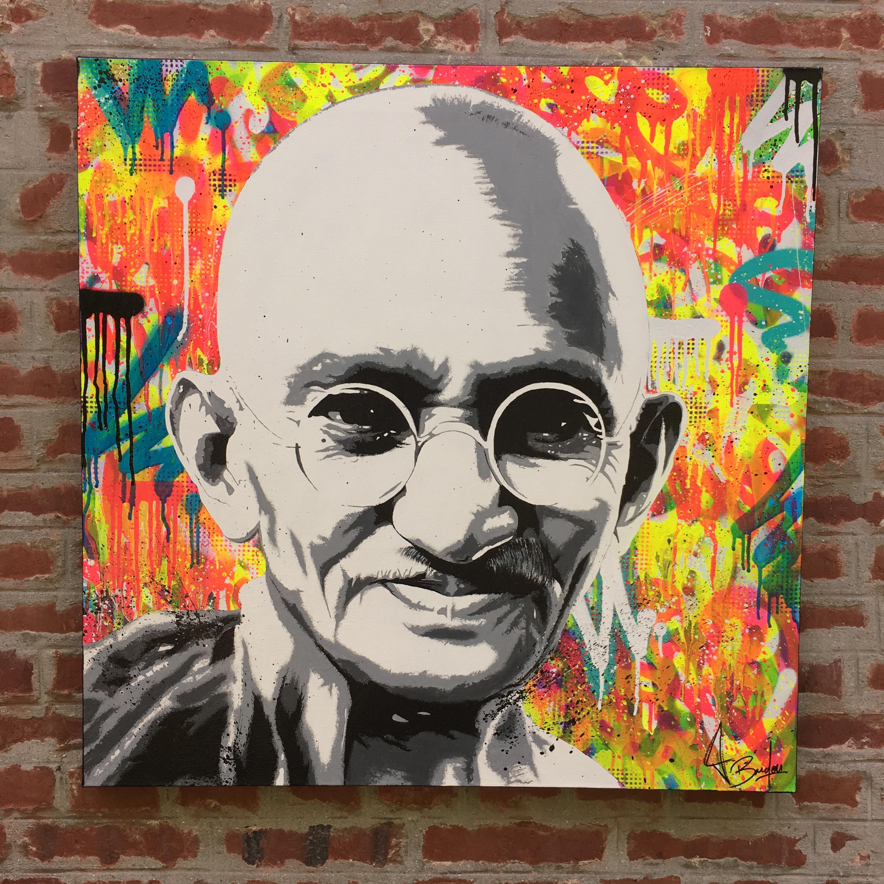 Gandhi - Street Art Painting by Bardou Vincent