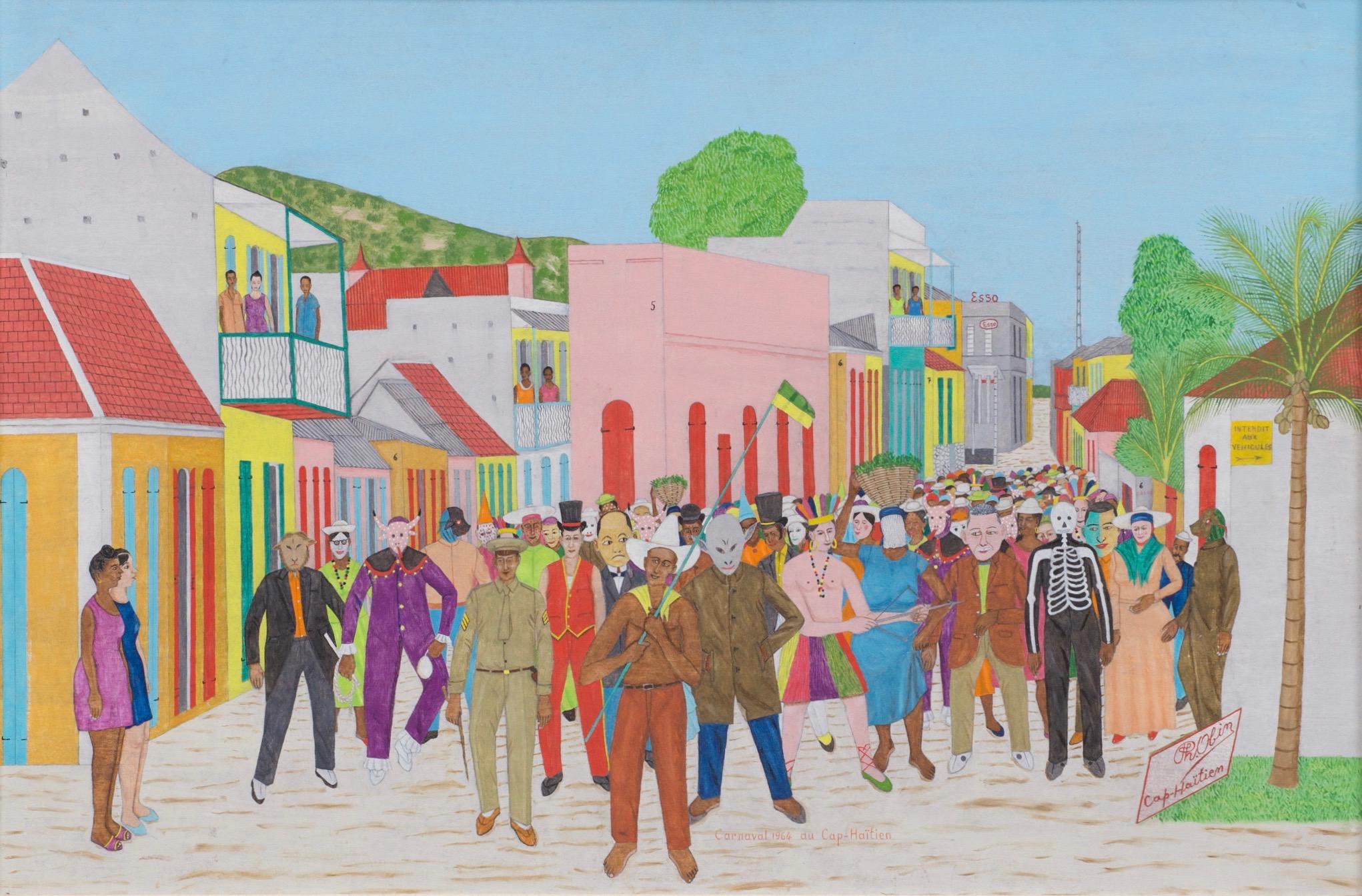 Carnaval 1964 du Cap-Haitien, Haitian Art, Haiti - Painting by Philomé Obin
