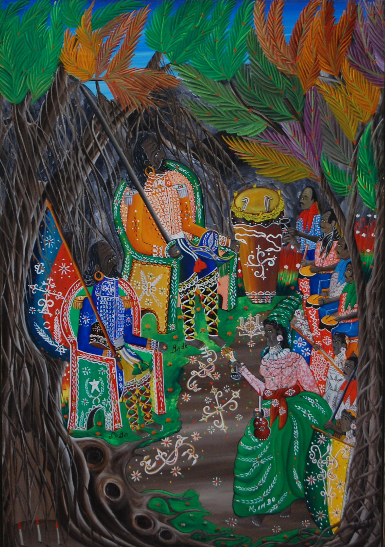 Sobo Bade Mambo, Haitian Art, Haiti - Painting by André Pierre