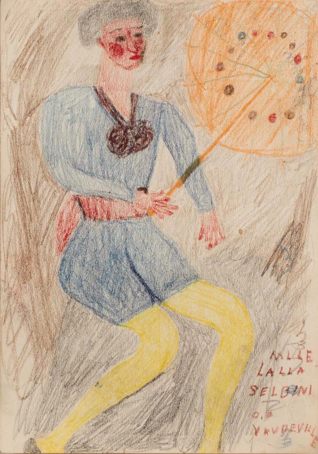 Lalla Selbini of Vaudeville (circa 1917-1922) Self-taught, Outsider Art - Mixed Media Art by Justin McCarthy