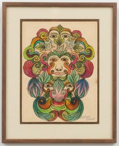 Untitled (Faces) Self-taught, Outsider Art