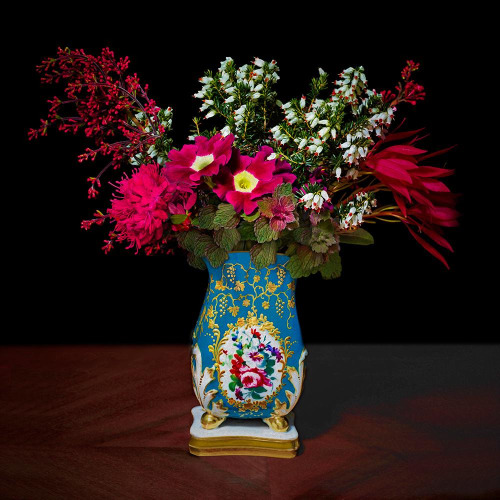 Red and White Bouquet in a Sevres Vessel