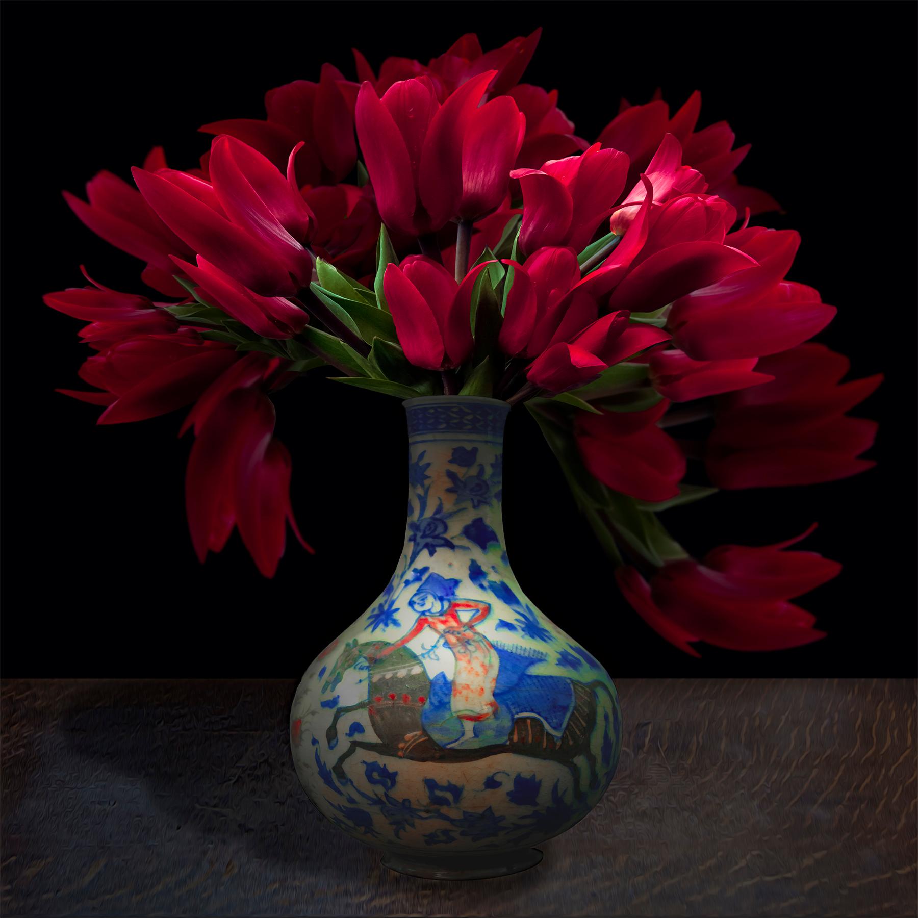 T.M. Glass Still-Life Photograph - Tulips in a Persian Vessel