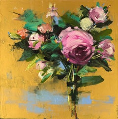 Pink Bouquet on Gold