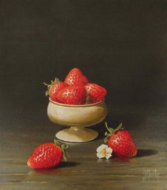 Late Season Strawberries - Still Life Painting by Ian Mastin