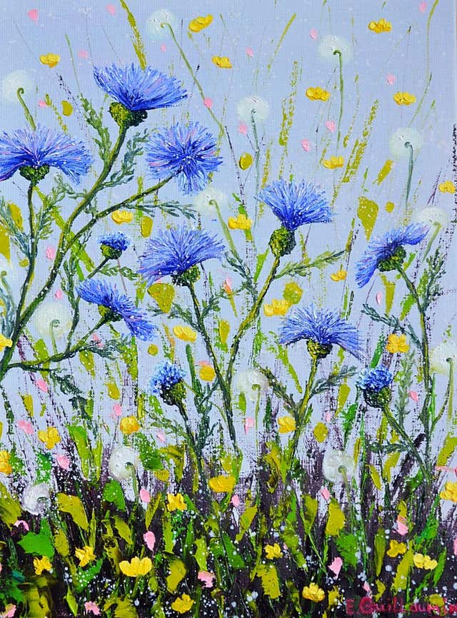 Elena Guillaumin Blue Thistle Contemporary Figurative Painting By elena-guillaumin-blue-thistle-contemporary-figurative-painting-by