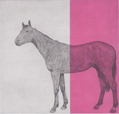 Horse Study Fuchsia -  Contemporary Animal Drawing by Guy Allen