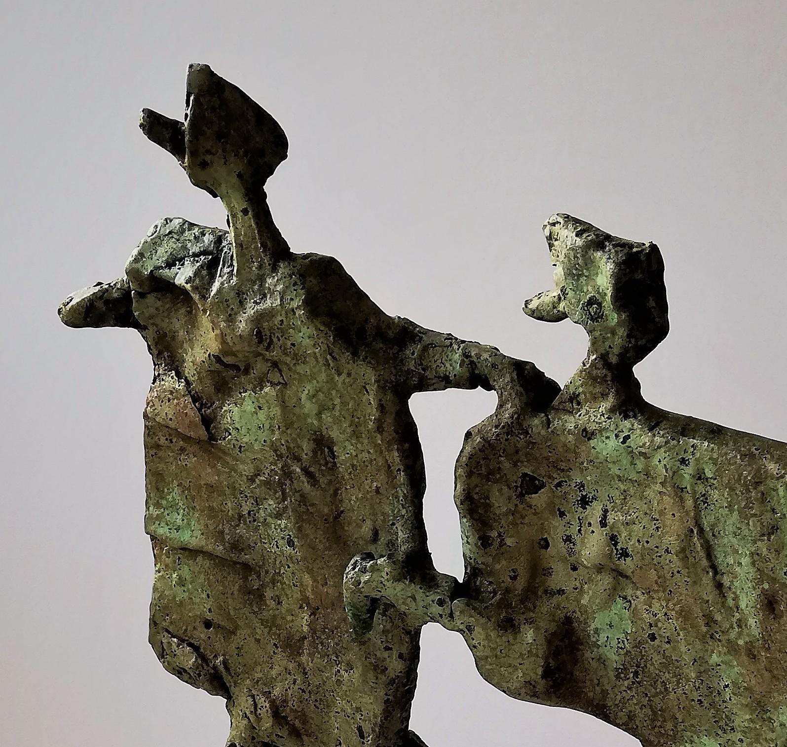 A unique bronze sculpture by contemporary British sculptor Neil Wood. 'Running Together' is one of a kind bronze measuring 29x26x14cm from Neil Wood's 'Refugee' collection. 

Neil Wood has been a practicing professional sculptor and fine artist for
