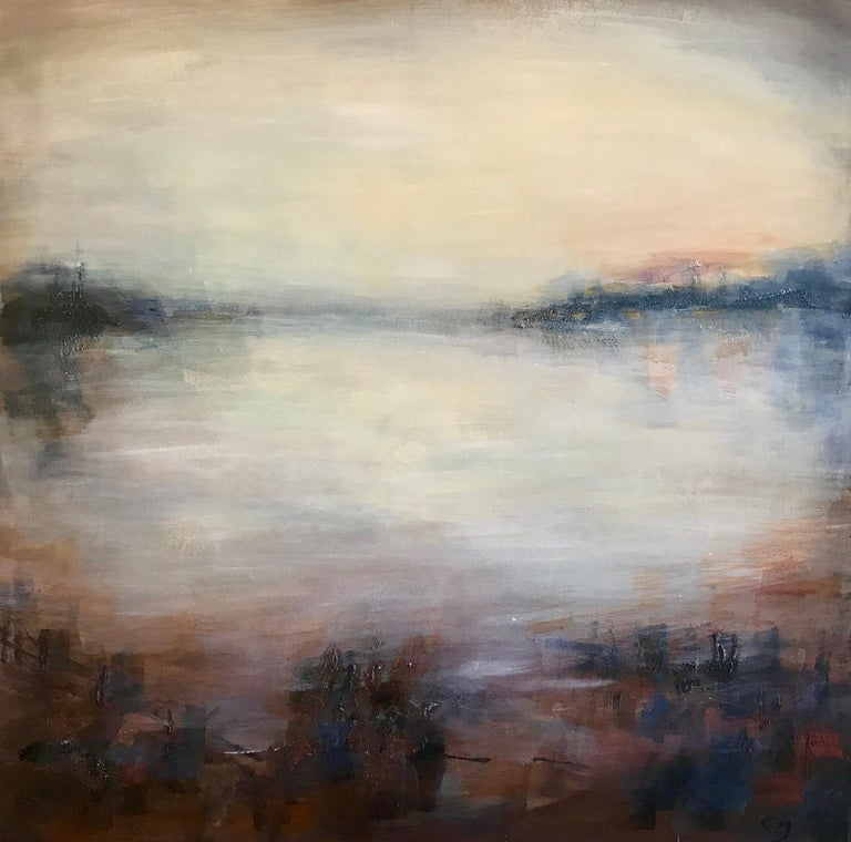 Clodagh Meiklejohn - Sunset Over Venice - Landscape Painting, Abstract, 21st Century, Blue For ...