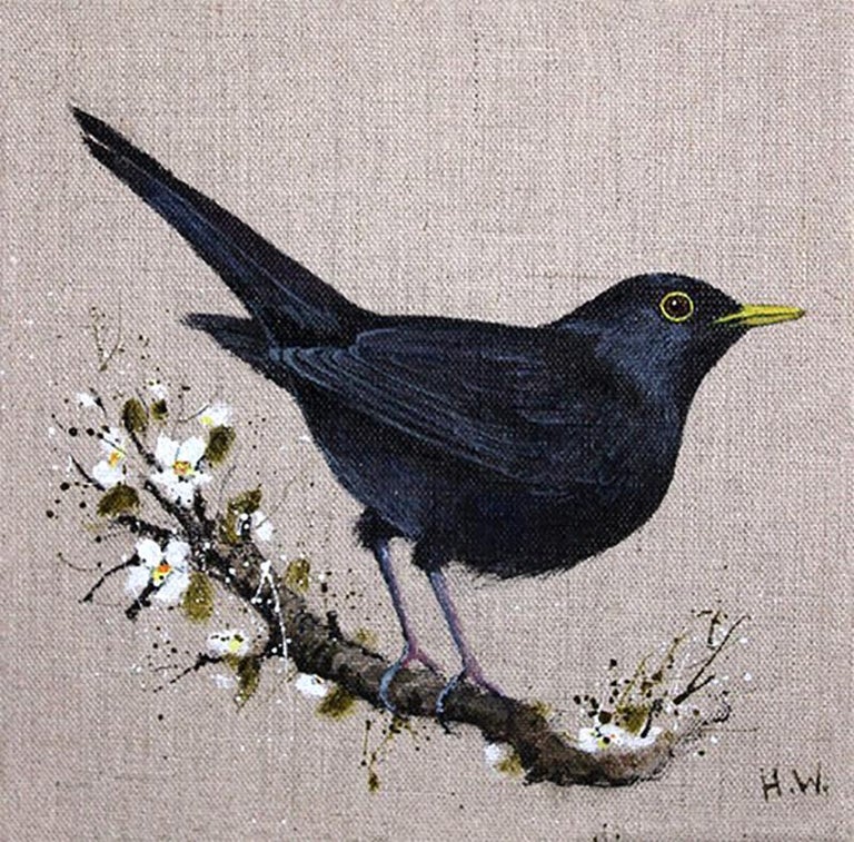 Helen Welsh Blackbird On Linen For Sale At 1stdibs