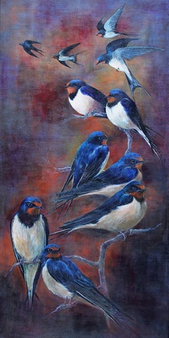 Swallows - Realistic Painting by Helen Welsh