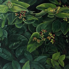 Sweet Amber in the Woodland - Contemporary Nature Painting by Katie Litton