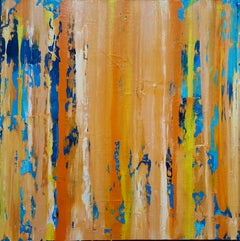 Orange Rain - Abstract Painting by Rudolf Fankhauser
