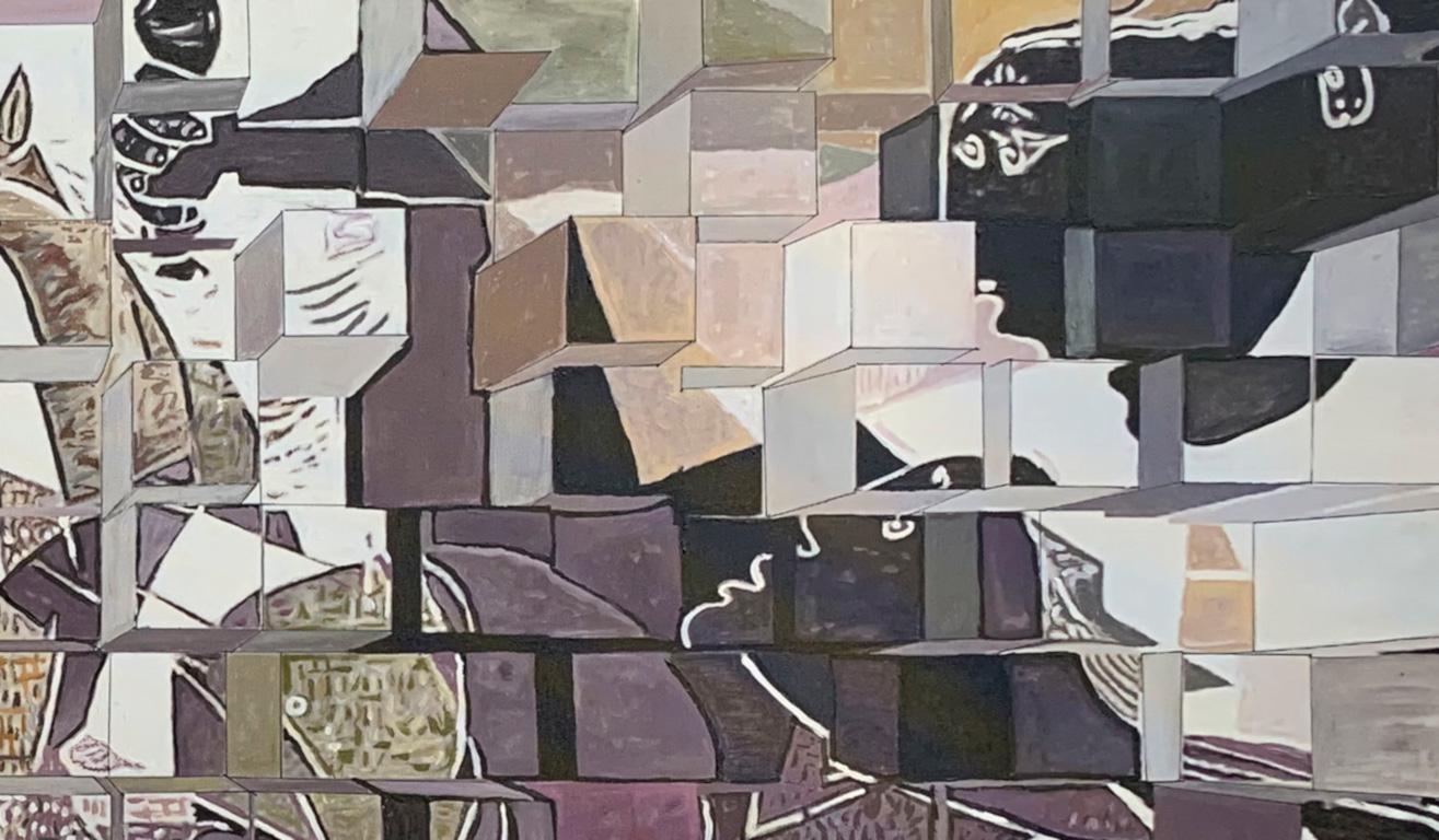 Reassembling The Cubism - Miguel Guía Cubist Acrylic Paint on Canvas 4
