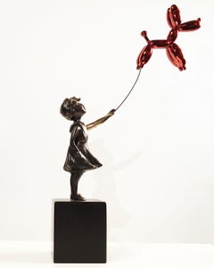 Girl with balloon dog - Miguel Guía Street Art Cast bronze Sculpture
