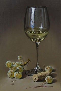 White Wine - Mulio Oil painting on Board Realism