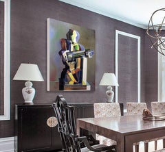 Tridimensional Cubism Harlequin - Miguel Guía Cubist Oil Paint on Canvas