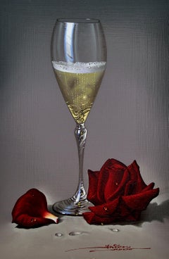 Champagne and Rose - Mulio Oil painting on Board Realism