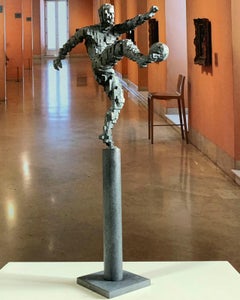 Zidane goal pillar - Miguel Guía Constructivist Cast bronze Sculpture