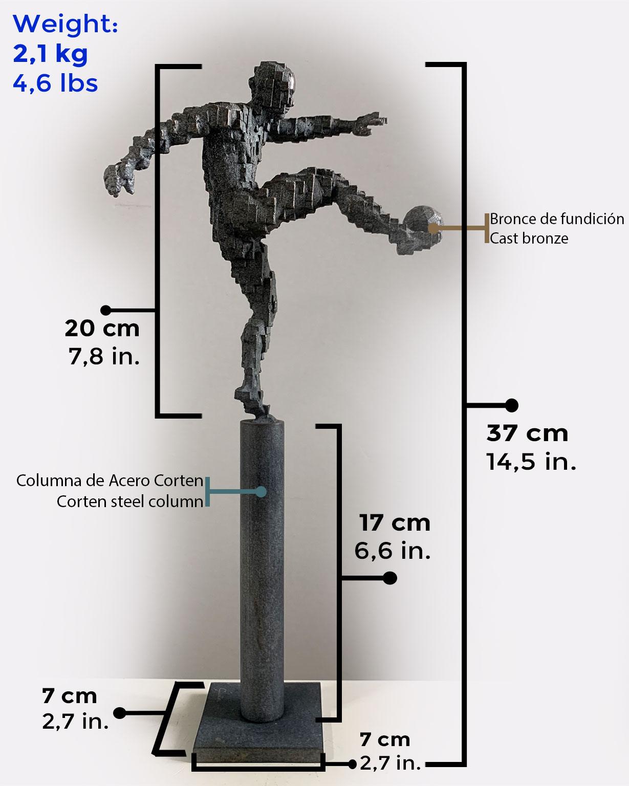 Zidane goal pillar - Miguel Guía Constructivist Cast bronze Sculpture For Sale 11