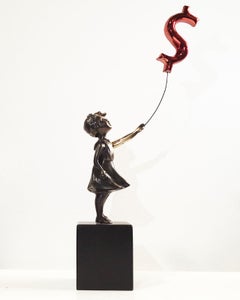 Girl with balloon dollar - Miguel Guía Street Art Cast bronze Sculpture