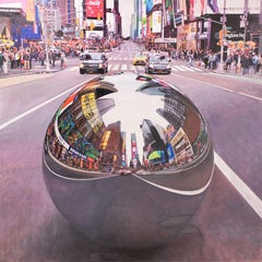 City's soul reflection NY 1 - Miguel Guía Impresionism Oil Paint on board