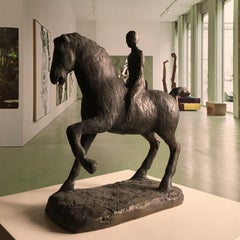 Child with horse - Martín Duque Impressionist Bronze layer Sculpture