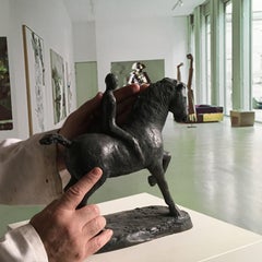 Child with horse - Martín Duque Impressionist Bronze layer Sculpture