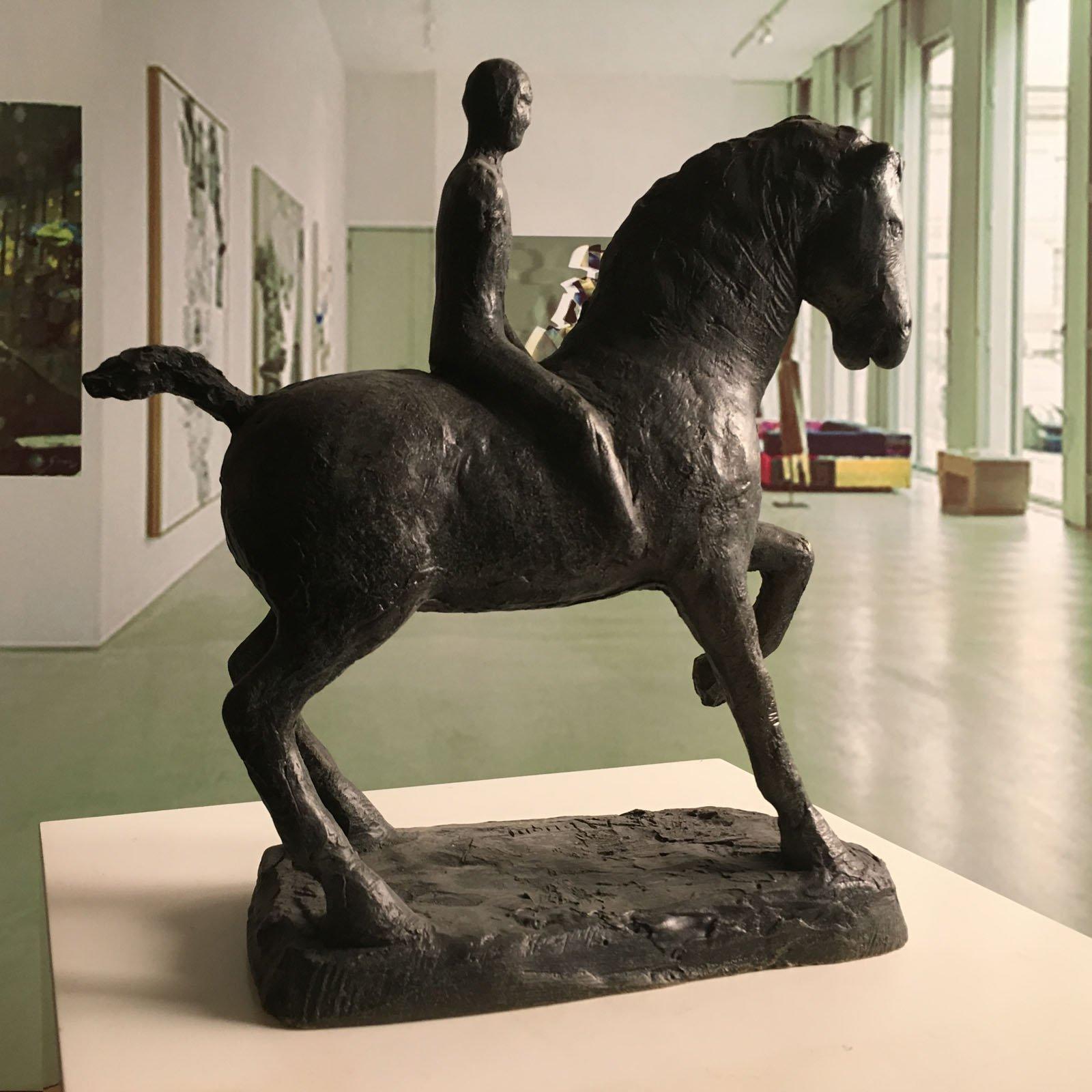 Child with horse - Martín Duque Impressionist Bronze layer Sculpture For Sale 2
