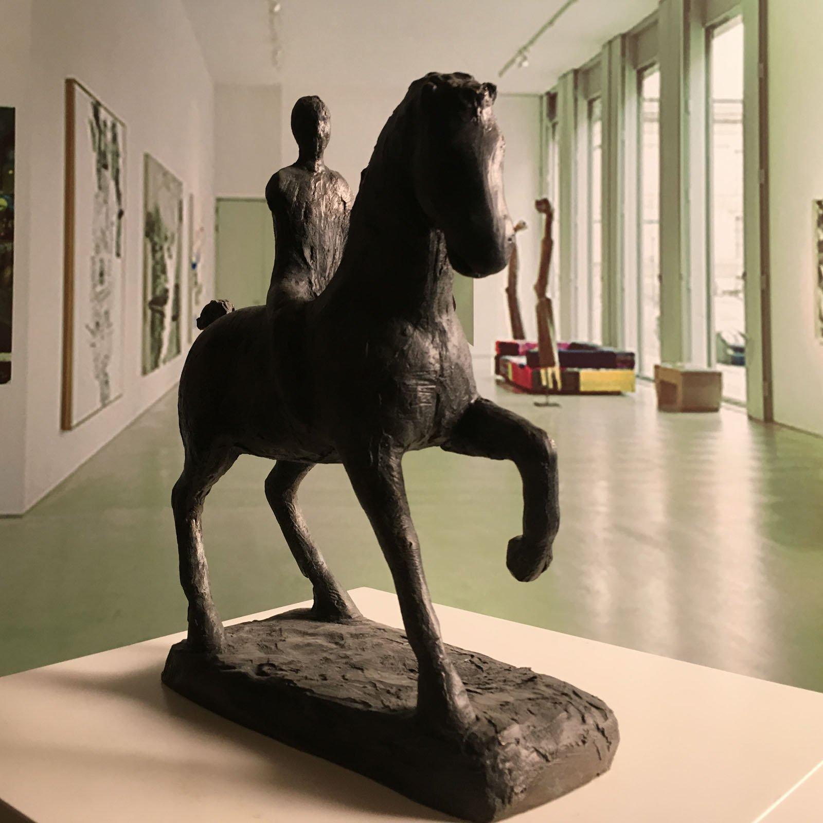 Child with horse - Martín Duque Impressionist Bronze layer Sculpture For Sale 3