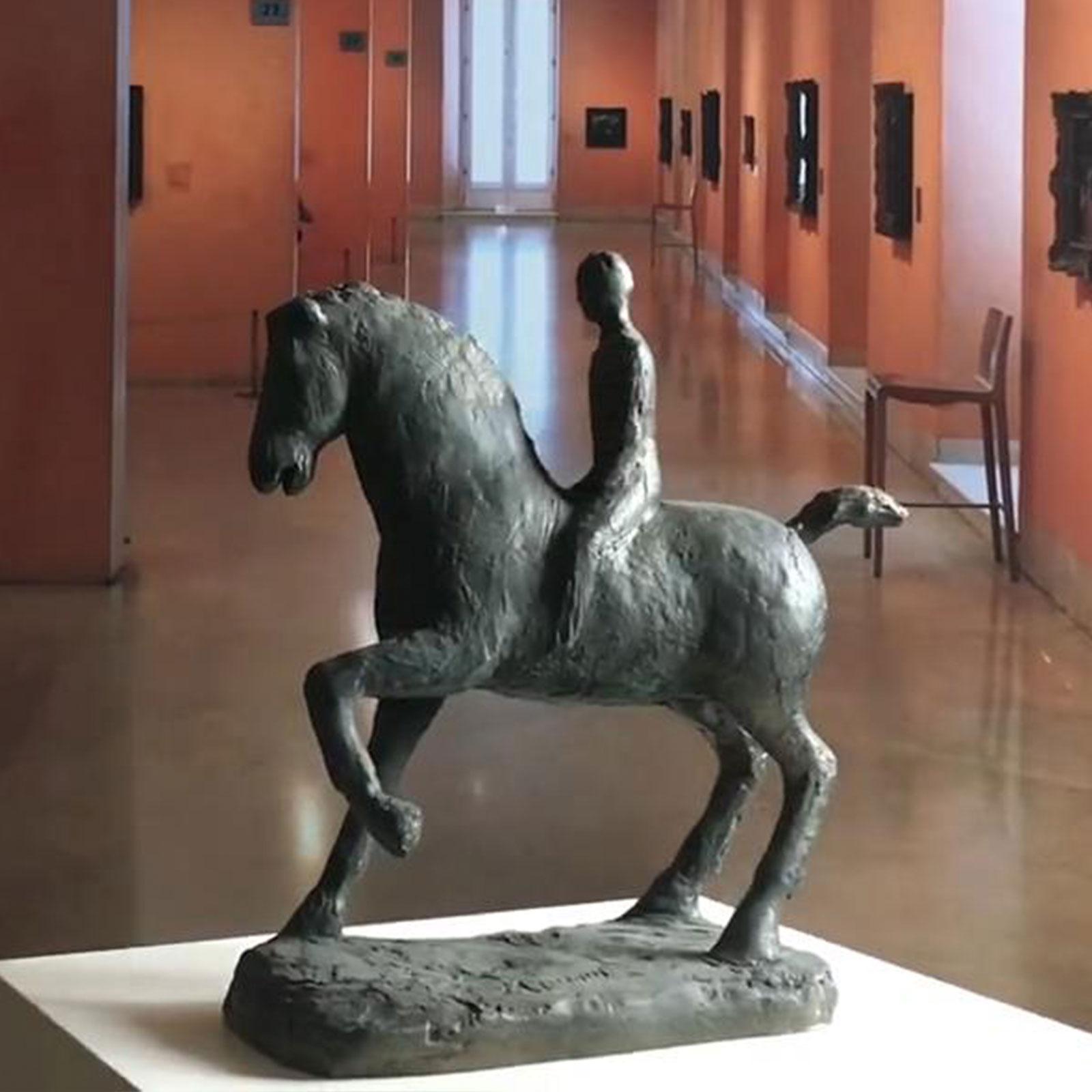 Child with horse - Martín Duque Impressionist Bronze layer Sculpture For Sale 4
