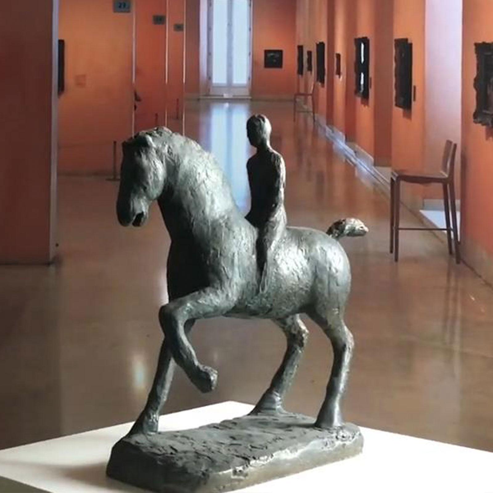 Child with horse - Martín Duque Impressionist Bronze layer Sculpture For Sale 5