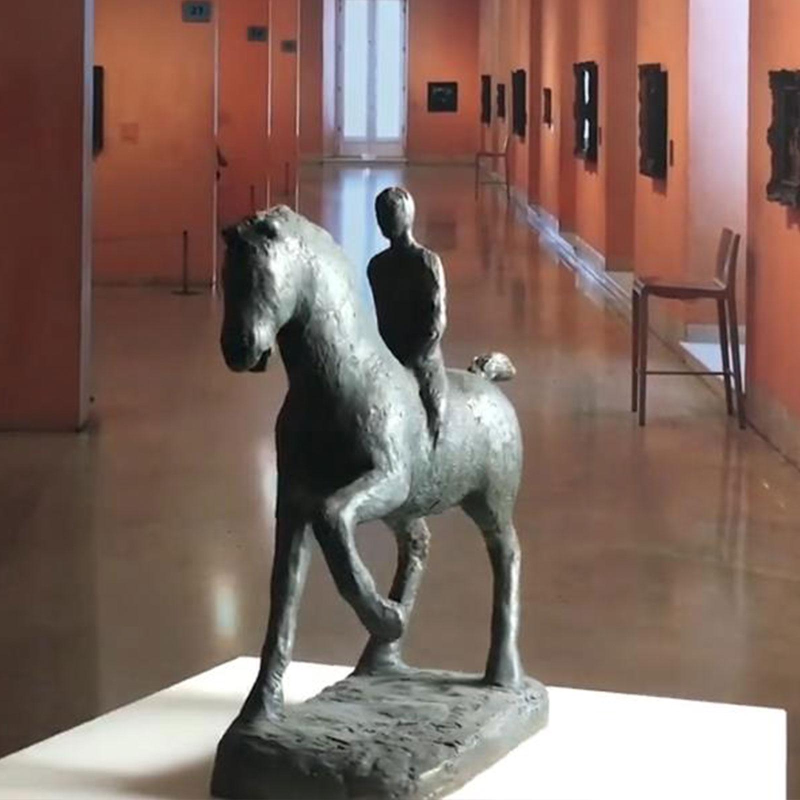 Child with horse - Martín Duque Impressionist Bronze layer Sculpture For Sale 6