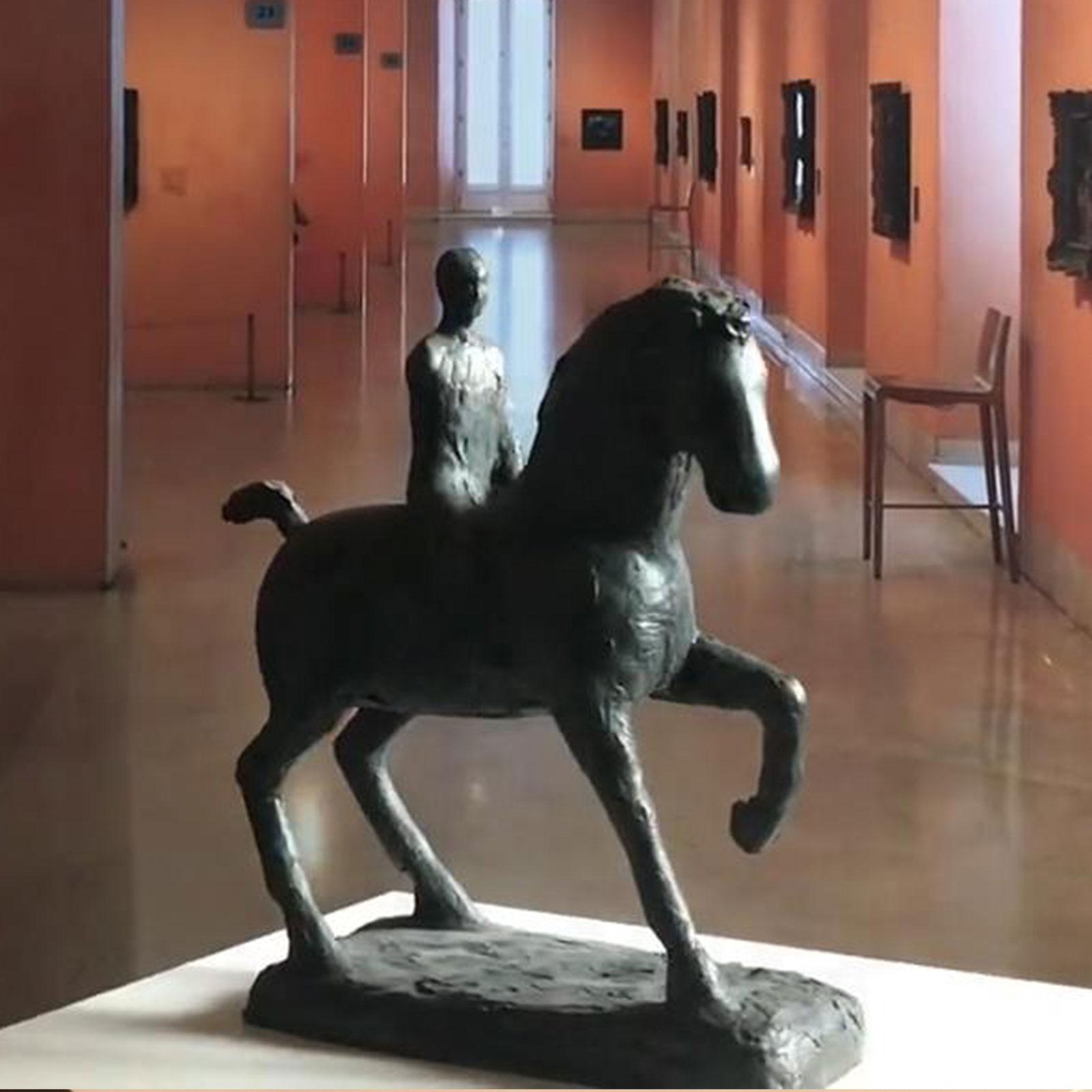 Child with horse - Martín Duque Impressionist Bronze layer Sculpture For Sale 8