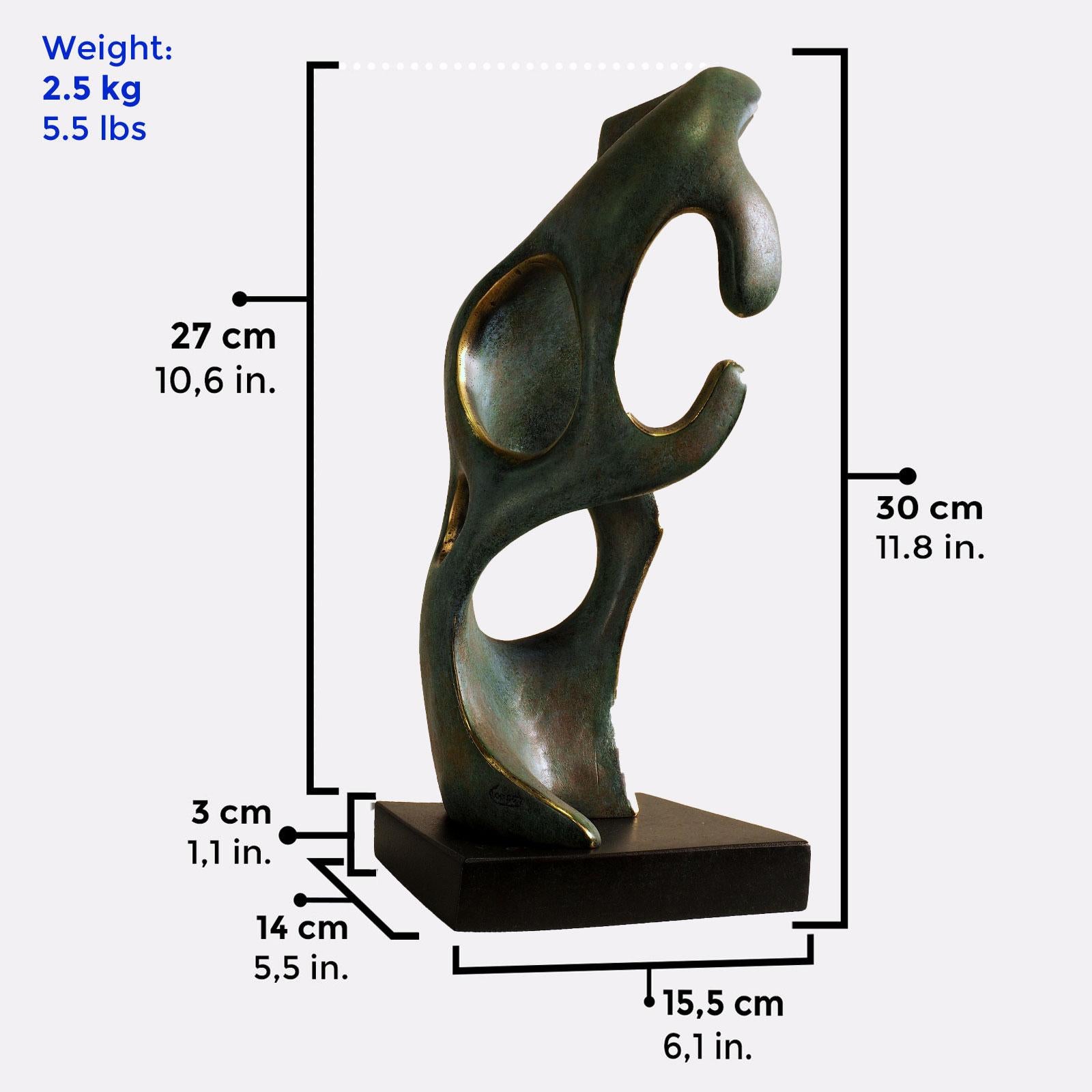 Rodin's thinker spaces - Jésus Campo Abstract Bronze layer Sculpture - Gold Figurative Sculpture by Jesús Campos