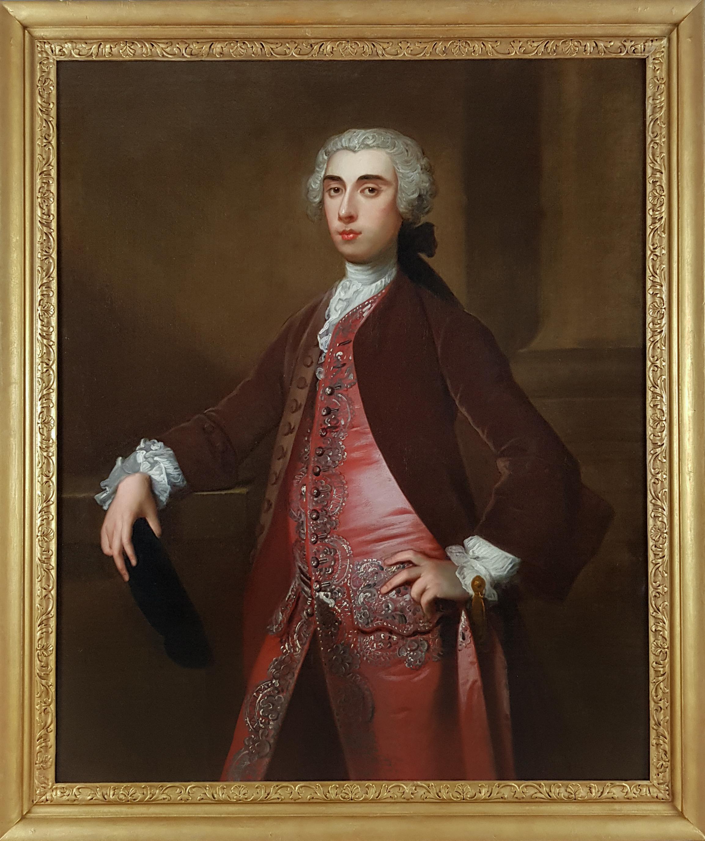 Circle of Allan Ramsay (1713-1784), and Joseph van Aken (c.1699–1749)

This striking portrait is an exquisite example of the English 18th century Grand Manner portrait. The sitter is portrayed in a standard gentlemanly pose for the period but it is