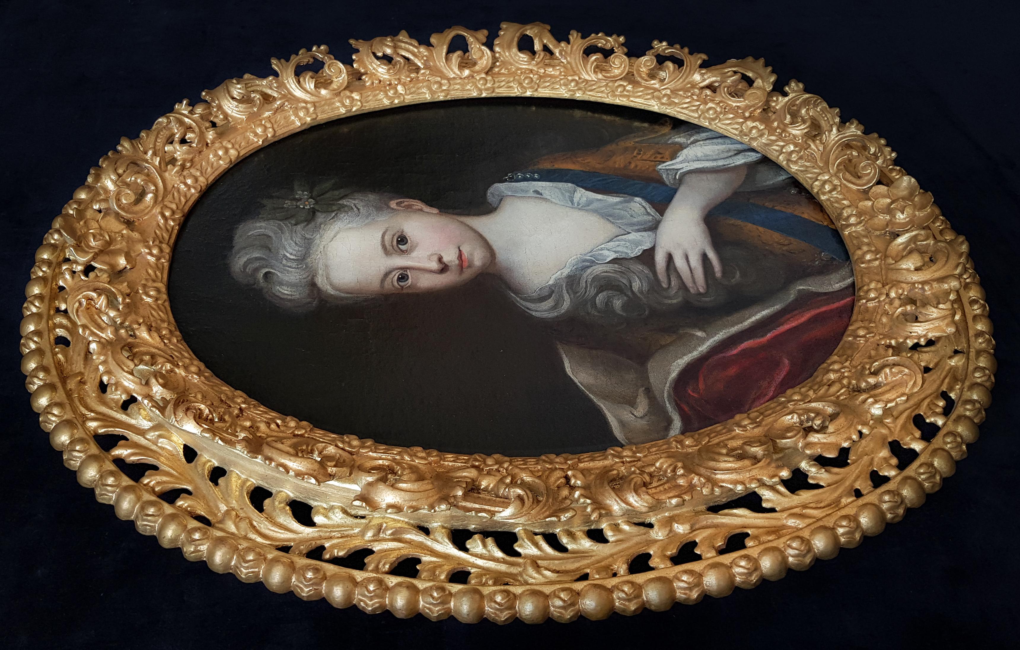 Portrait of a Young Girl - Painting by Circle of Jean-Baptiste van Loo (1684-1745)